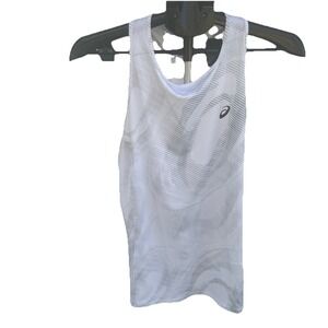 Asics D1 Athletic Tank Top Size Large Womens Loose Strappy Mesh White Gray